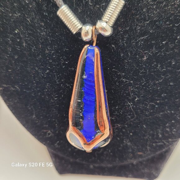 Unique Boho Glass Blue Necklace - One of a Kind - Picture 2 of 8